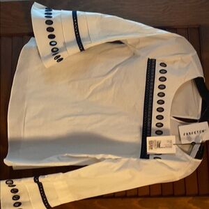 White Long Sleeve Top with Black Accents